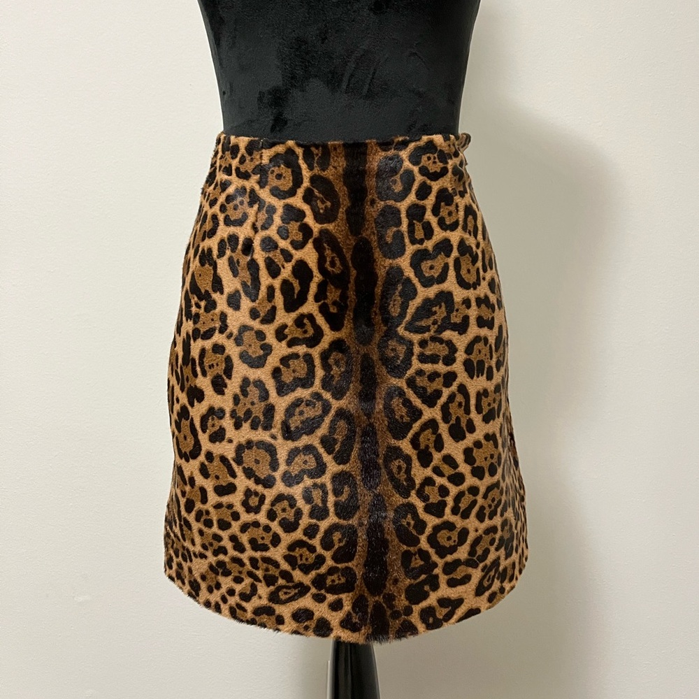 Michael Kors Calf Hair Cheetah Print Mini Skirt